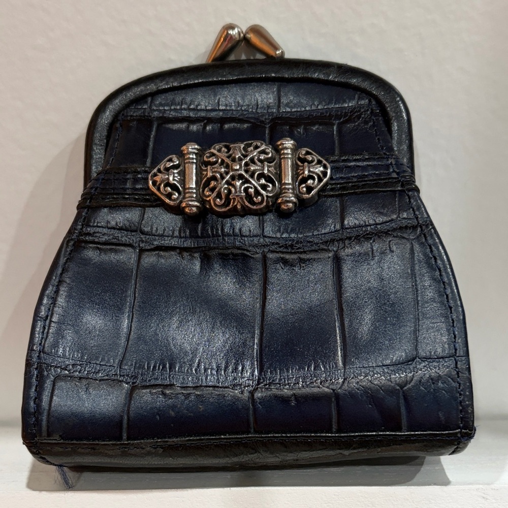 Brighton Elegant Blue Crocodile-Embossed Women's Coin Purse
